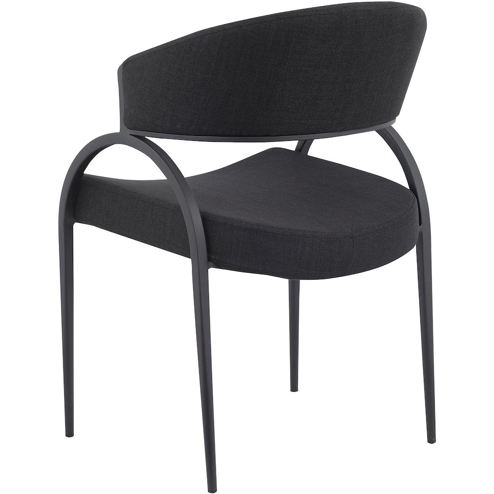Privet Black Linen Textured Fabric Dining Chair, Set of 2
