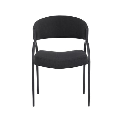 Privet Black Linen Textured Fabric Dining Chair, Set of 2