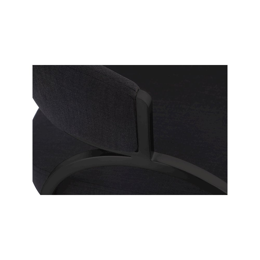 Privet Black Linen Textured Fabric Dining Chair, Set of 2