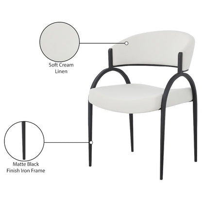 Privet Cream Linen Textured Fabric Dining Chair, Set of 2
