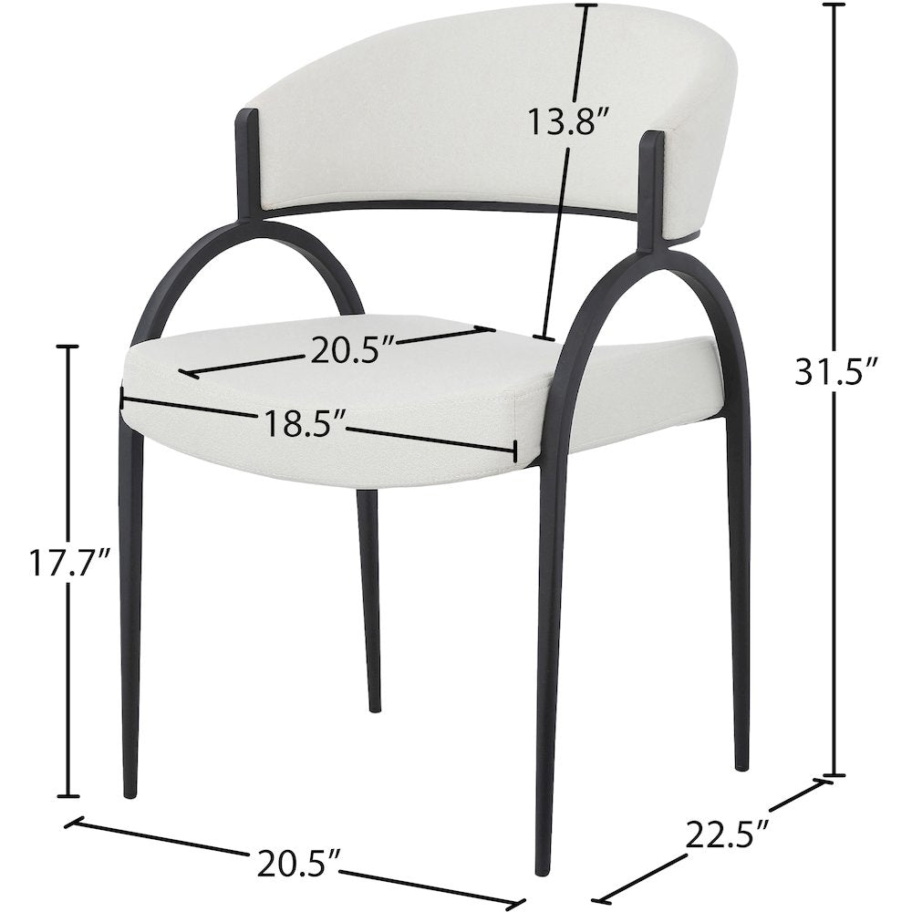 Privet Cream Linen Textured Fabric Dining Chair, Set of 2