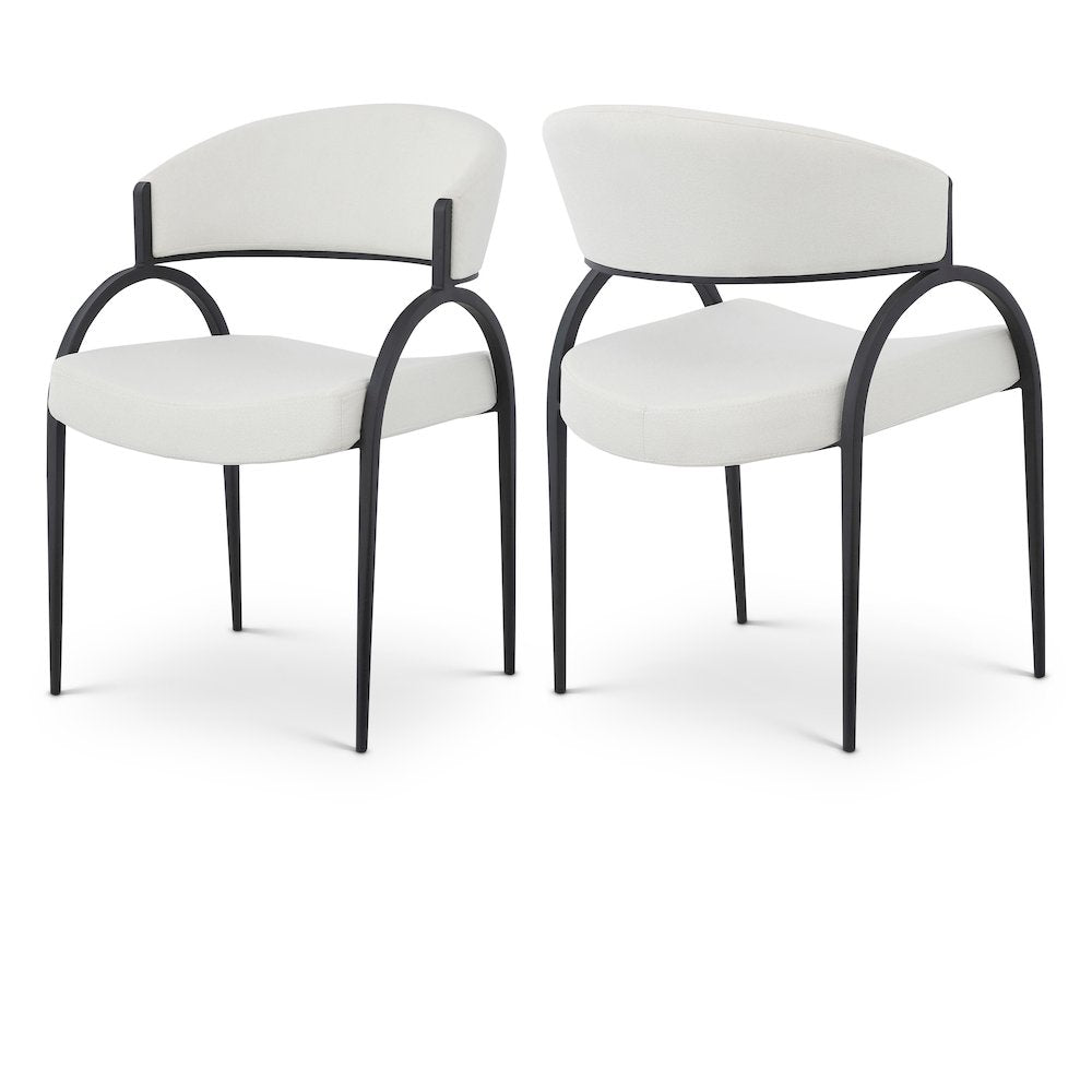 Privet Cream Linen Textured Fabric Dining Chair, Set of 2