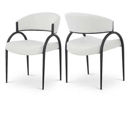 Privet Cream Linen Textured Fabric Dining Chair, Set of 2