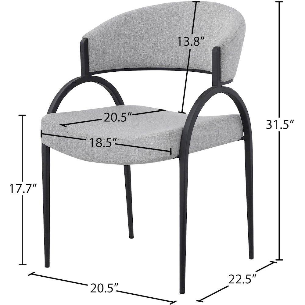 Privet Grey Linen Textured Fabric Dining Chair, Set of 2