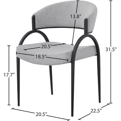 Privet Grey Linen Textured Fabric Dining Chair, Set of 2