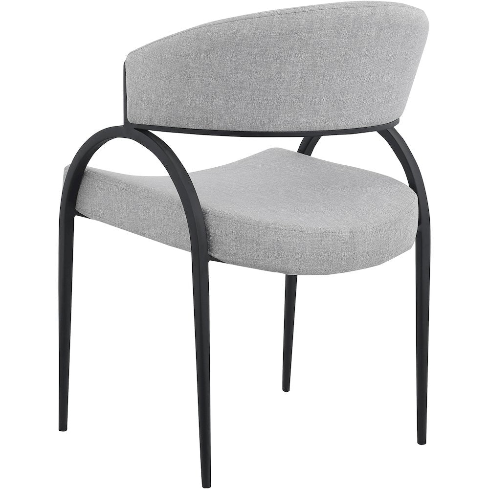 Privet Grey Linen Textured Fabric Dining Chair, Set of 2