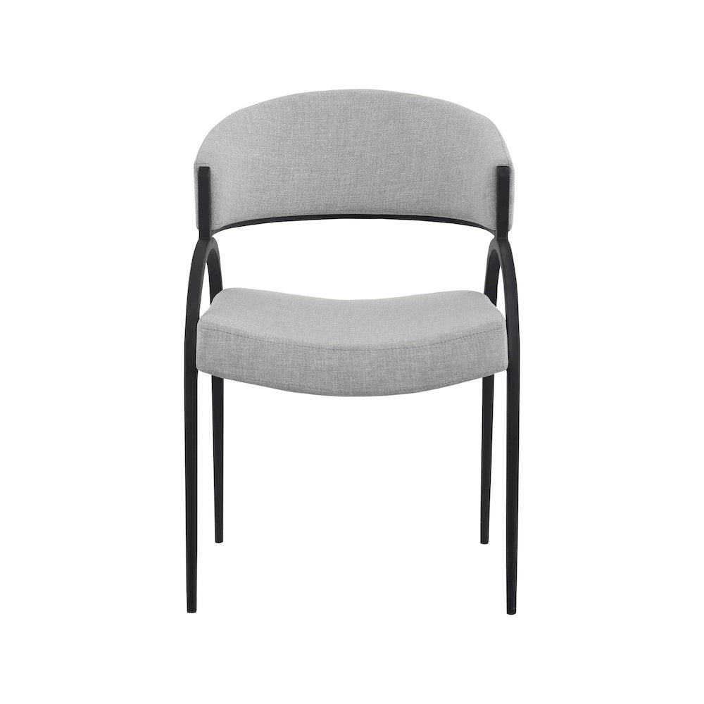 Privet Grey Linen Textured Fabric Dining Chair, Set of 2