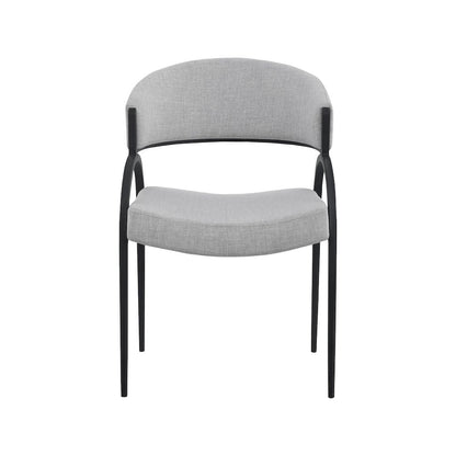 Privet Grey Linen Textured Fabric Dining Chair, Set of 2