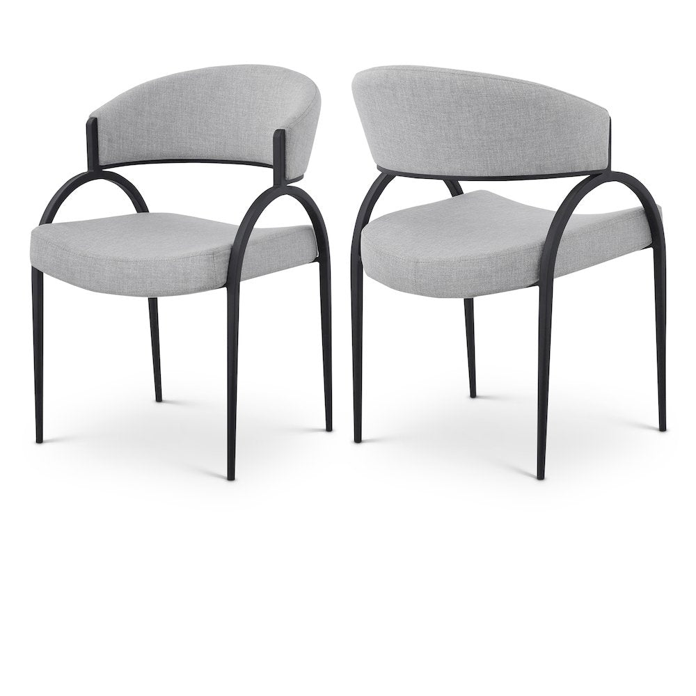 Privet Grey Linen Textured Fabric Dining Chair, Set of 2