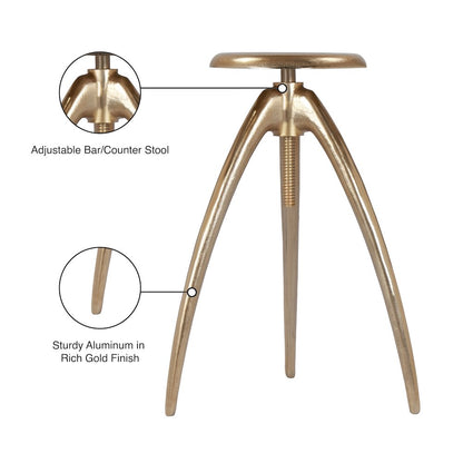 Clara Gold Aluminum Counter/Bar Stool
