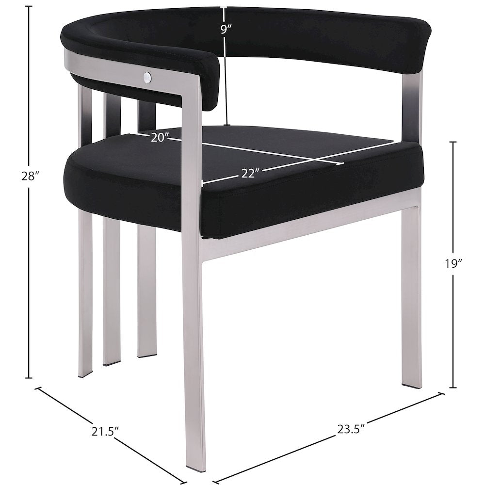 Marcello Black Velvet Dining Chair, Set of 2