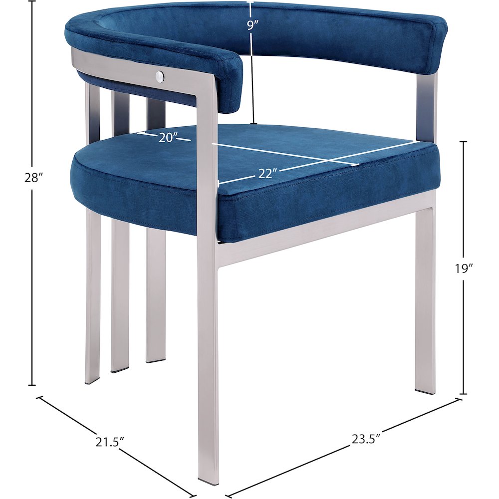 Marcello Navy Velvet Dining Chair, Set of 2