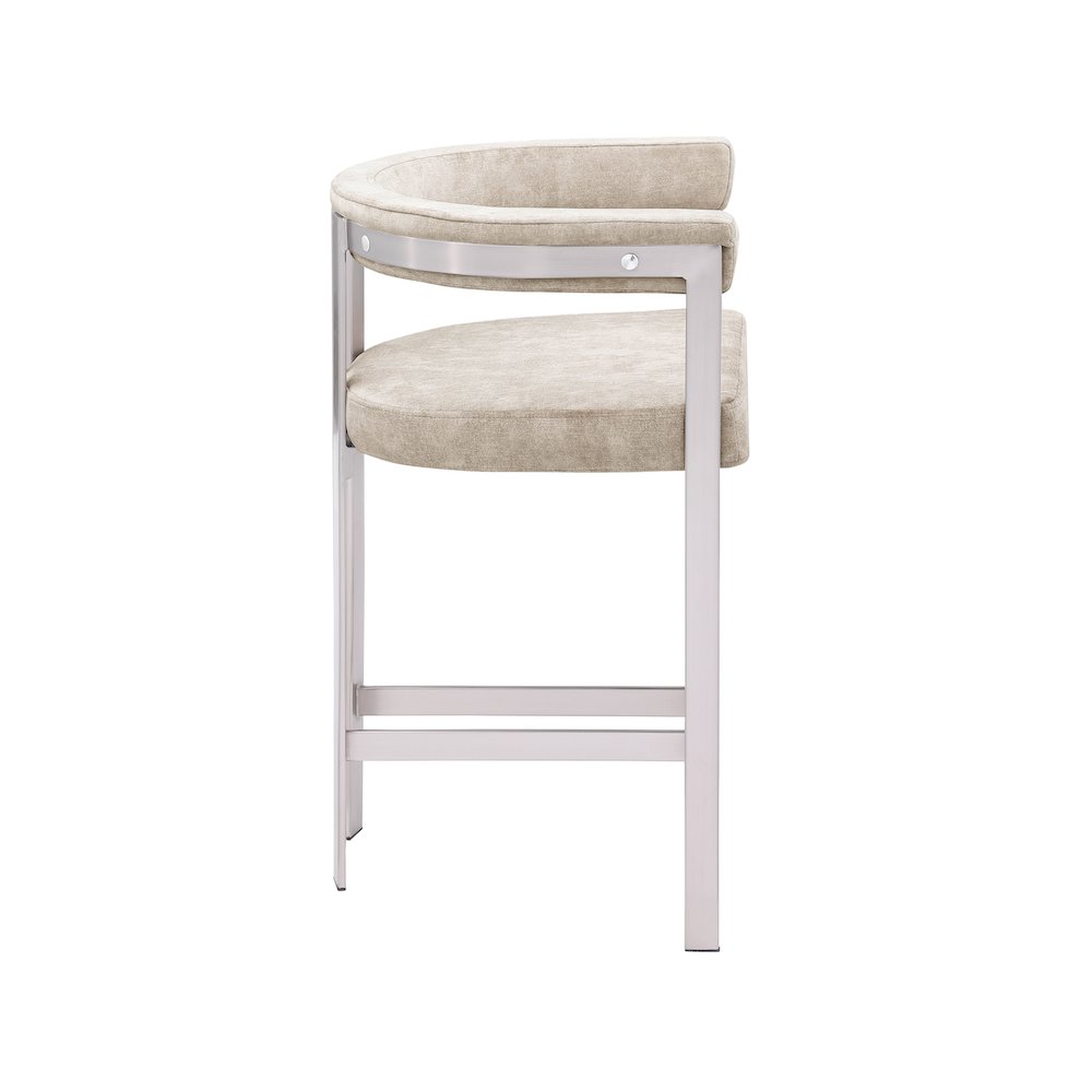 Marcello Beige Velvet Counter Stool, Set of 2