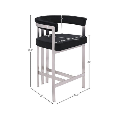 Marcello Black Velvet Counter Stool, Set of 2