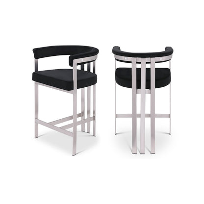 Marcello Black Velvet Counter Stool, Set of 2