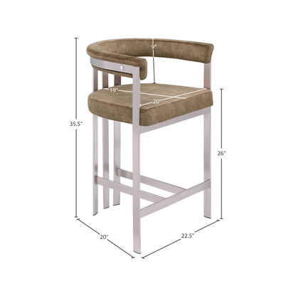 Marcello Brown Velvet Counter Stool, Set of 2