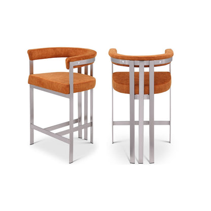 Marcello Cognac Velvet Counter Stool, Set of 2
