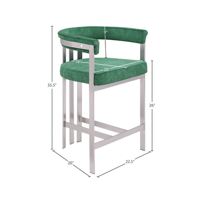 Marcello Green Velvet Counter Stool, Set of 2