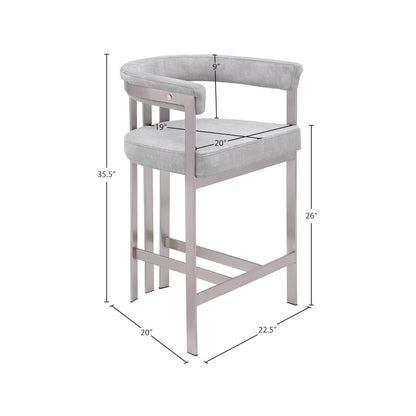 Marcello Grey Velvet Counter Stool, Set of 2