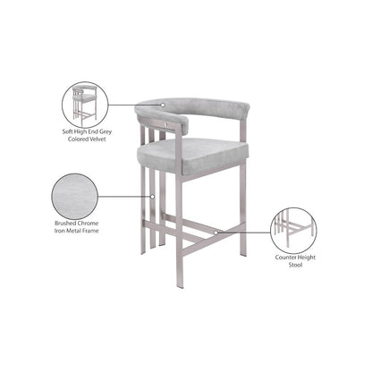 Marcello Grey Velvet Counter Stool, Set of 2