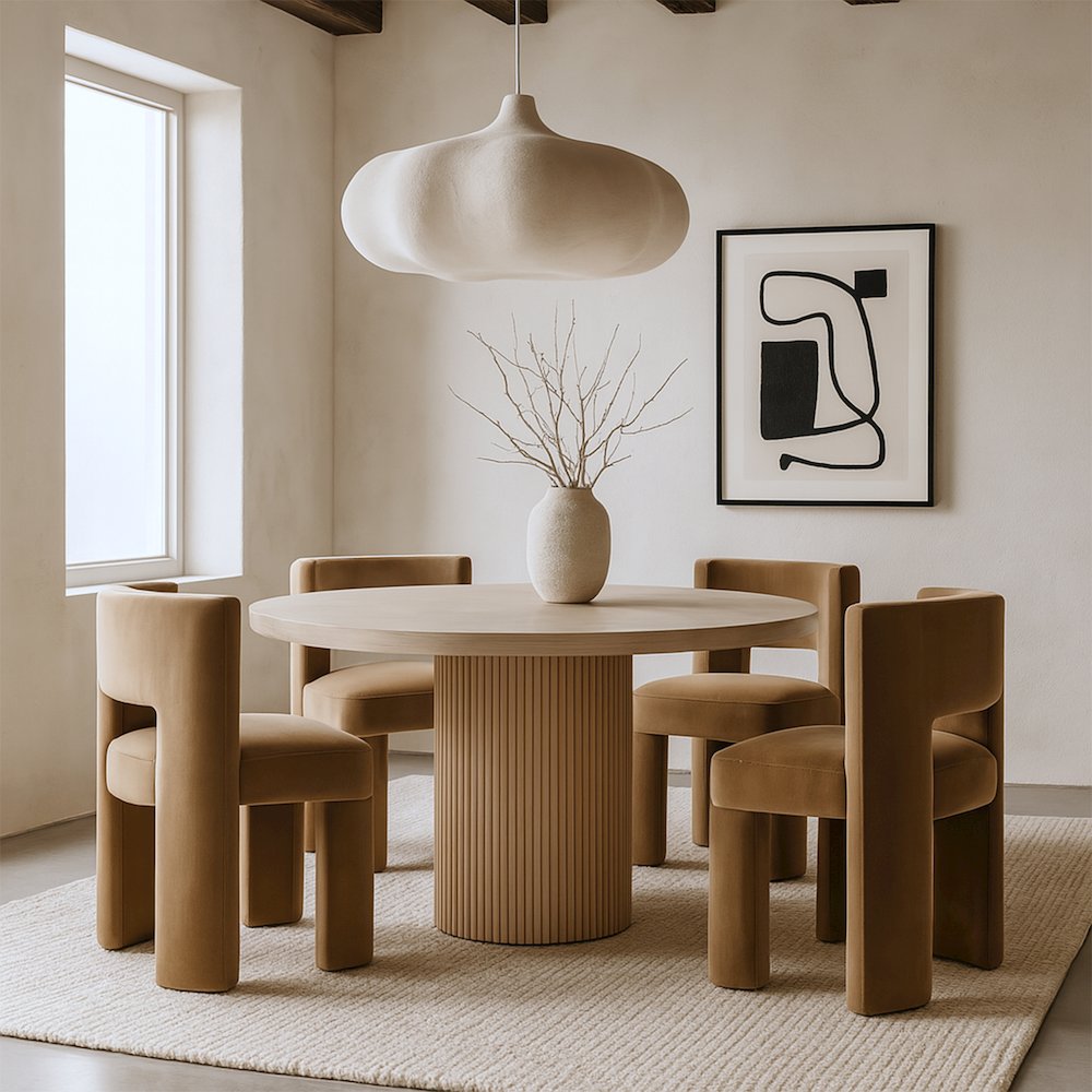 Zuno Beige Velvet Performance Fabric Upholstered Dining Chair