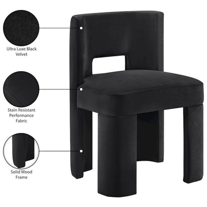 Zuno Black Velvet Performance Fabric Upholstered Dining Chair