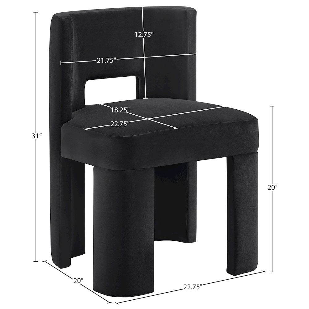 Zuno Black Velvet Performance Fabric Upholstered Dining Chair