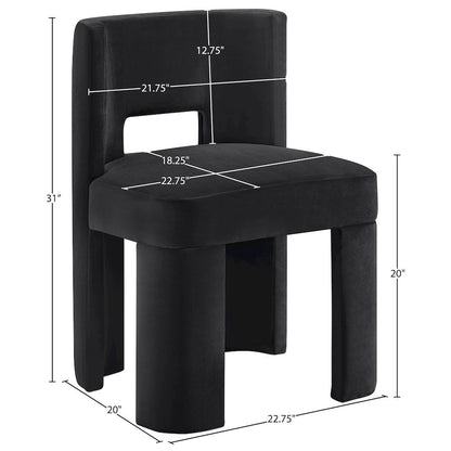 Zuno Black Velvet Performance Fabric Upholstered Dining Chair