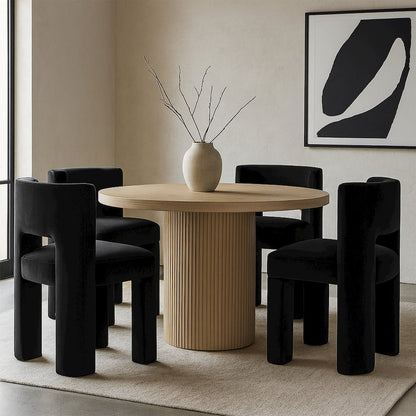 Zuno Black Velvet Performance Fabric Upholstered Dining Chair