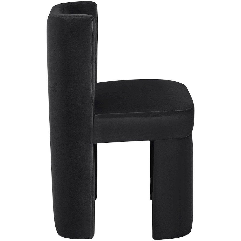Zuno Black Velvet Performance Fabric Upholstered Dining Chair