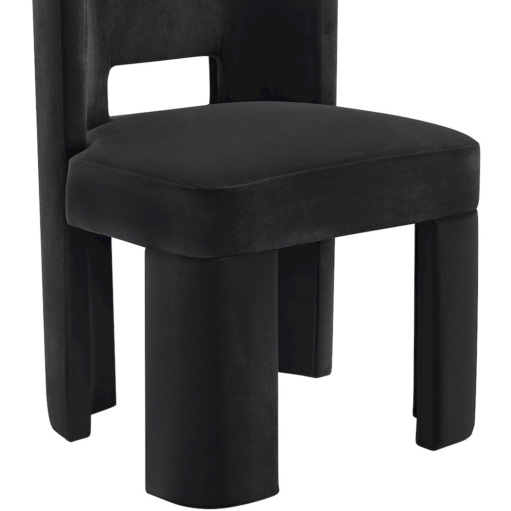 Zuno Black Velvet Performance Fabric Upholstered Dining Chair