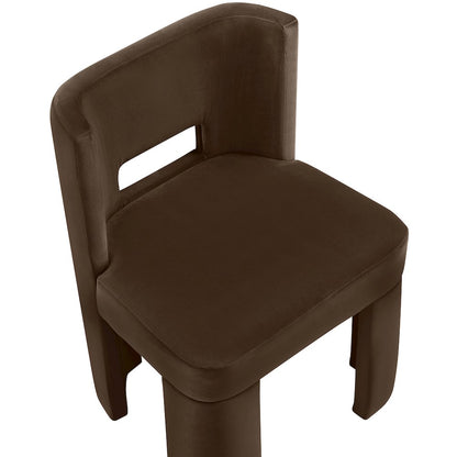 Zuno Brown Velvet Performance Fabric Upholstered Dining Chair