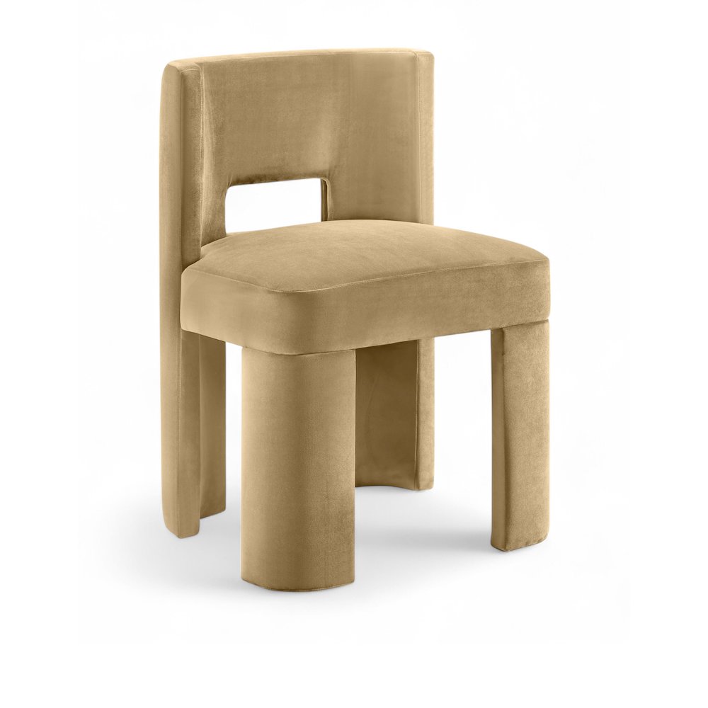 Zuno Camel Velvet Performance Fabric Upholstered Dining Chair