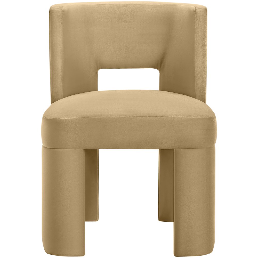 Zuno Camel Velvet Performance Fabric Upholstered Dining Chair