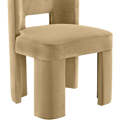 Zuno Camel Velvet Performance Fabric Upholstered Dining Chair