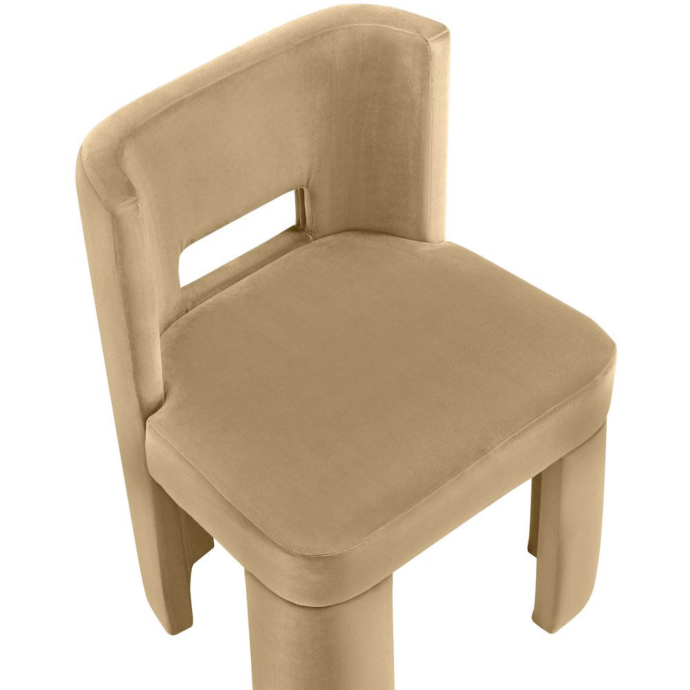 Zuno Camel Velvet Performance Fabric Upholstered Dining Chair