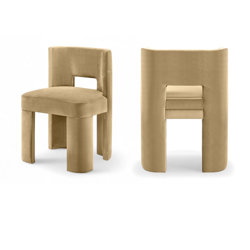 Zuno Camel Velvet Performance Fabric Upholstered Dining Chair