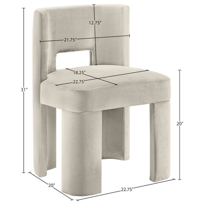 Zuno Cream Velvet Performance Fabric Upholstered Dining Chair