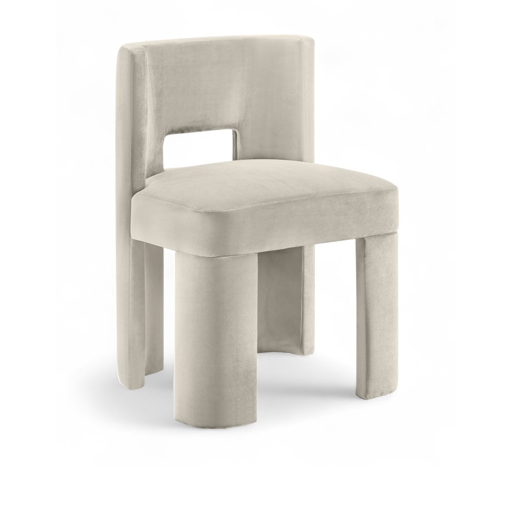 Zuno Cream Velvet Performance Fabric Upholstered Dining Chair
