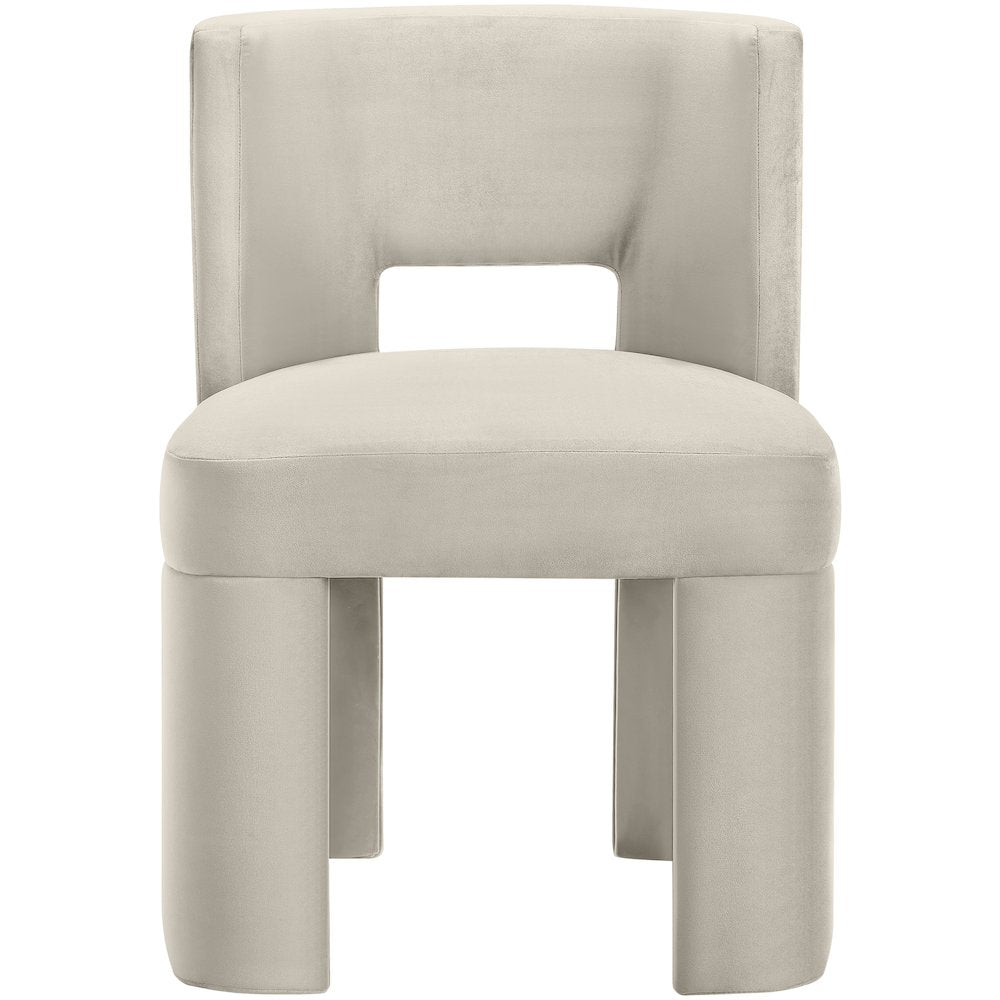 Zuno Cream Velvet Performance Fabric Upholstered Dining Chair