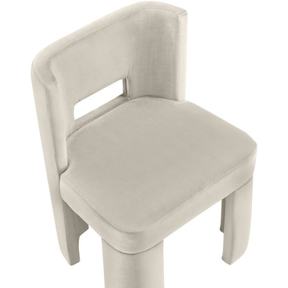 Zuno Cream Velvet Performance Fabric Upholstered Dining Chair