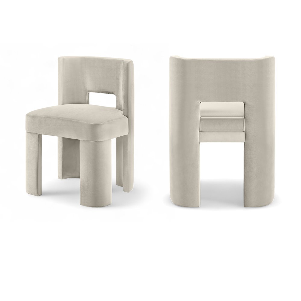 Zuno Cream Velvet Performance Fabric Upholstered Dining Chair