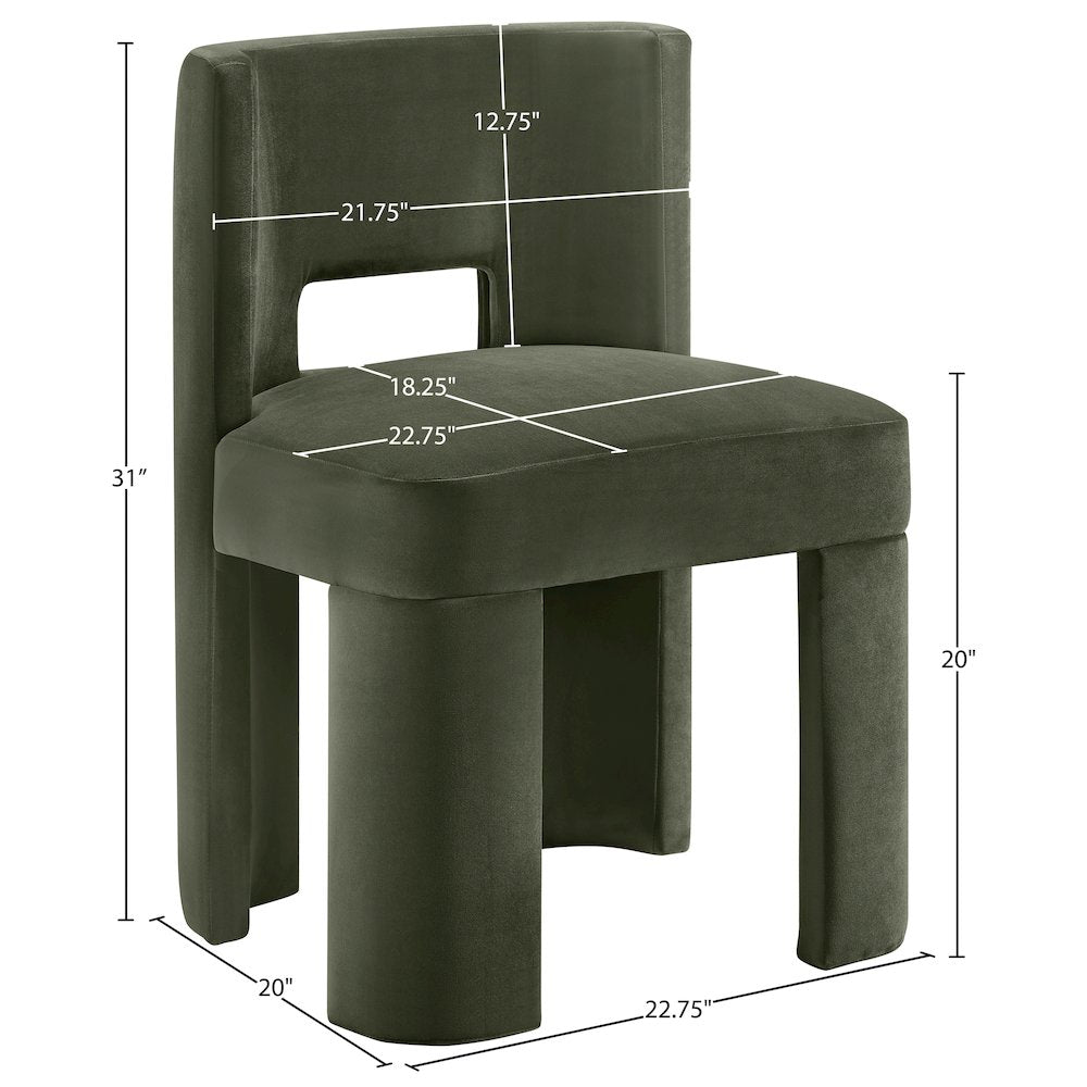 Zuno Green Velvet Performance Fabric Upholstered Dining Chair