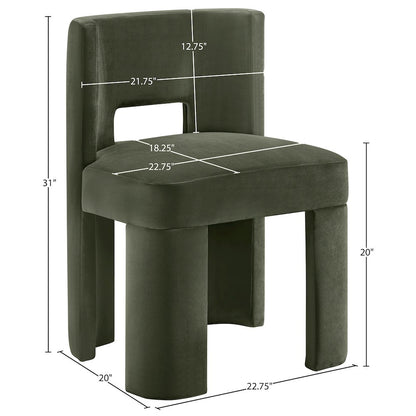 Zuno Green Velvet Performance Fabric Upholstered Dining Chair