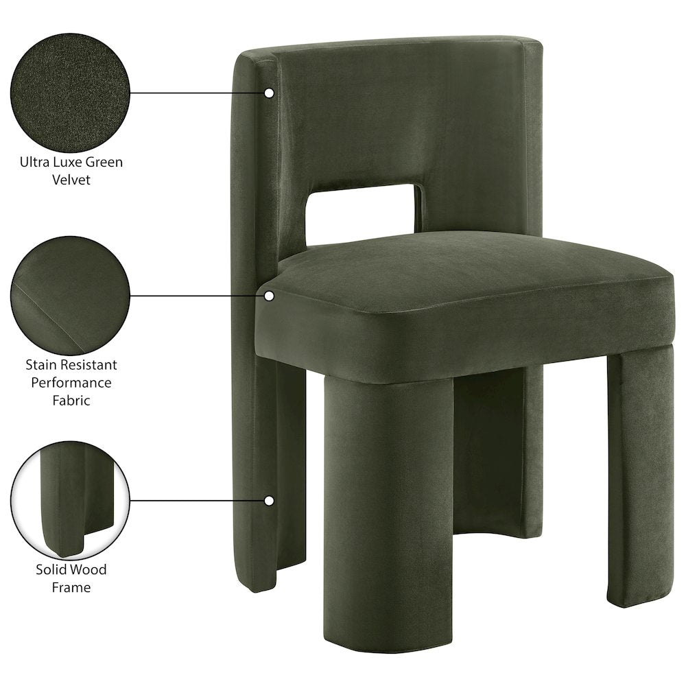 Zuno Green Velvet Performance Fabric Upholstered Dining Chair