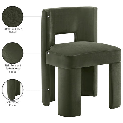 Zuno Green Velvet Performance Fabric Upholstered Dining Chair