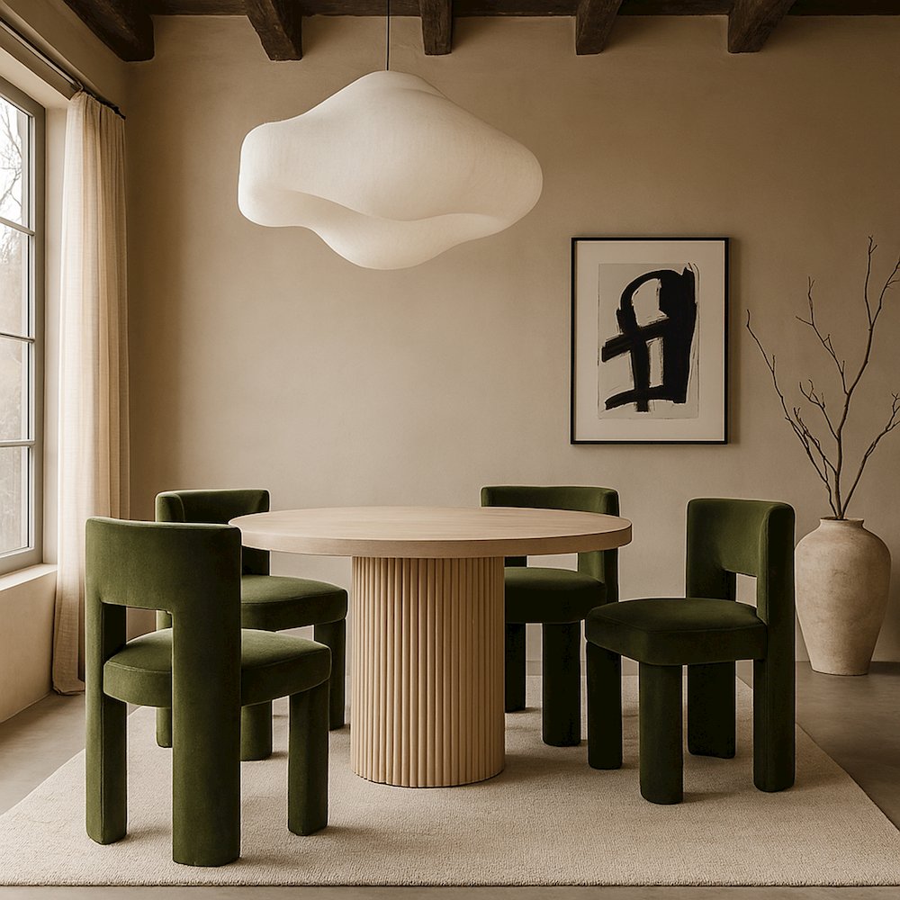 Zuno Green Velvet Performance Fabric Upholstered Dining Chair