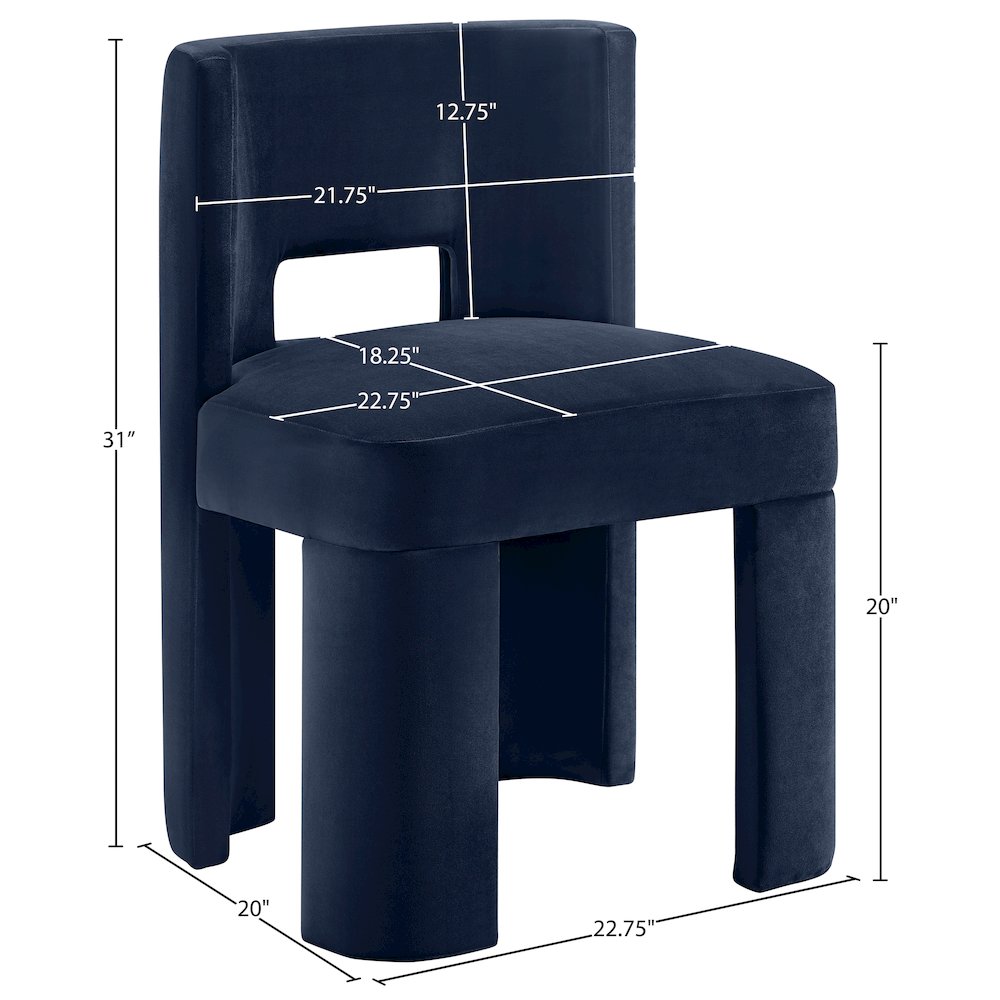 Zuno Navy Velvet Performance Fabric Upholstered Dining Chair