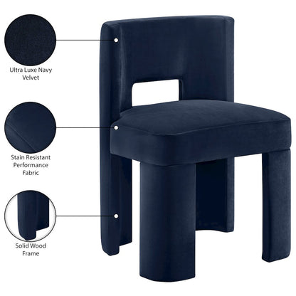 Zuno Navy Velvet Performance Fabric Upholstered Dining Chair
