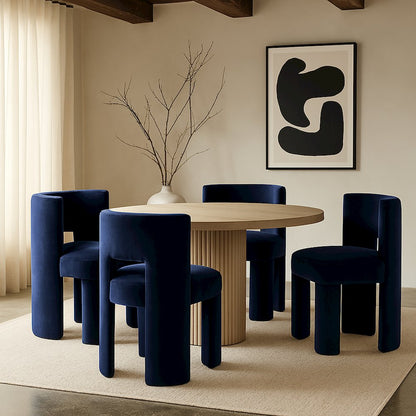 Zuno Navy Velvet Performance Fabric Upholstered Dining Chair